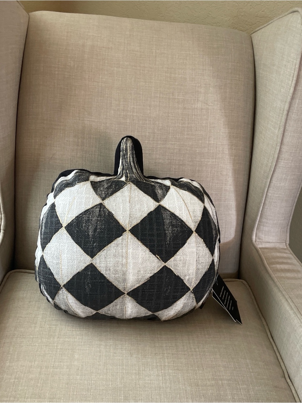 Cynthia Rowley Black and White Harlequin Pumpkin Pillow